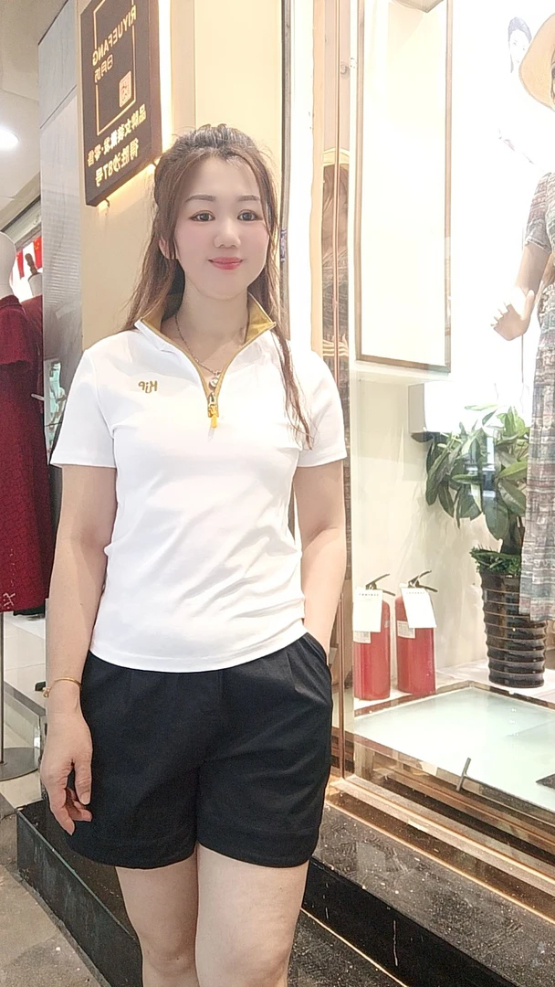 立领吸汗短T恤户外休闲百搭款