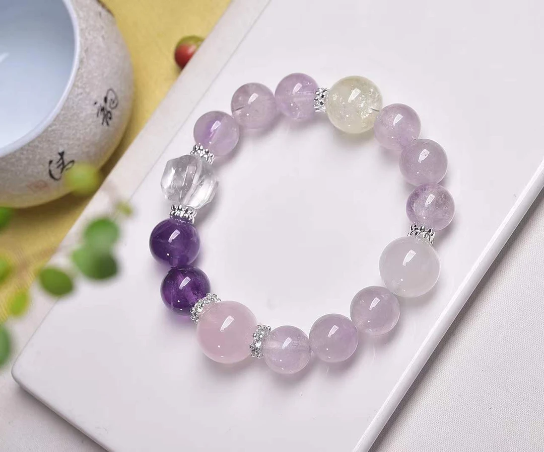 精品漂亮的薰衣草紫水晶紫晶白水晶随型多宝晶体超润