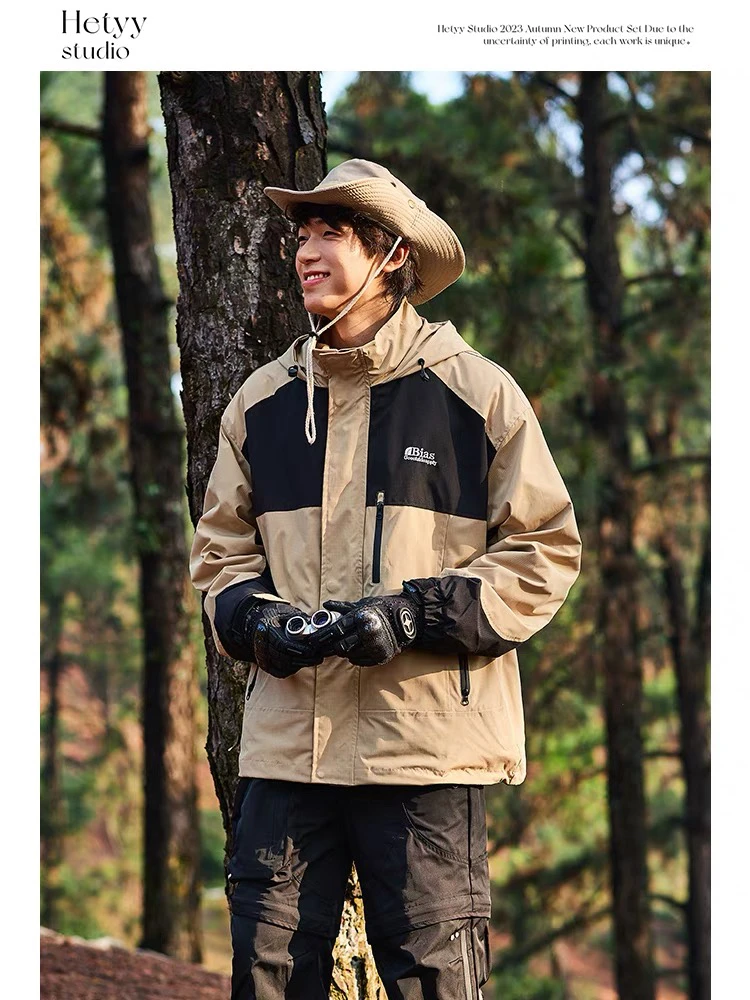 5110户外三合一冲锋衣工装连帽情侣进藏防风露营登山服外套男女