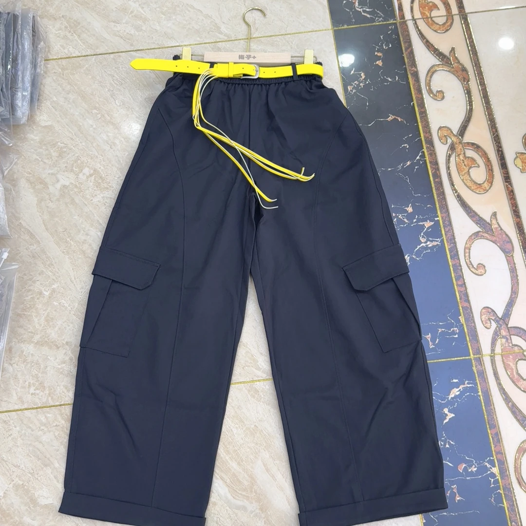 2880美式复古工装阔腿裤秋季百搭慵懒风宽松显瘦弯刀裤配腰带