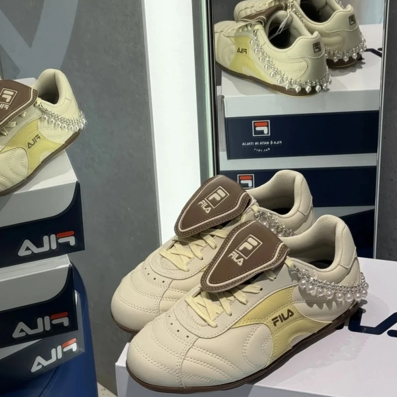 珍珠鞋扣适用斐乐水舞鞋珍珠鞋带装饰扣德训鞋蝴蝶结挂饰可拆卸