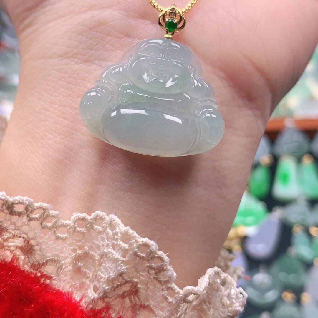 翡翠18K金镶嵌吊坠(不含链)