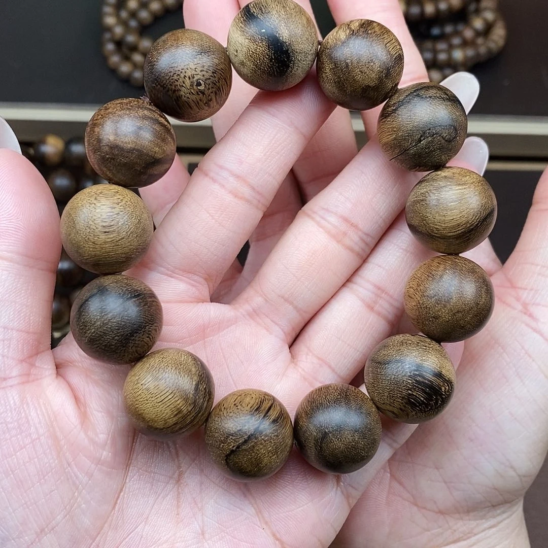 沉香手串越南芽庄白棋楠虎皮缨子瘤疤