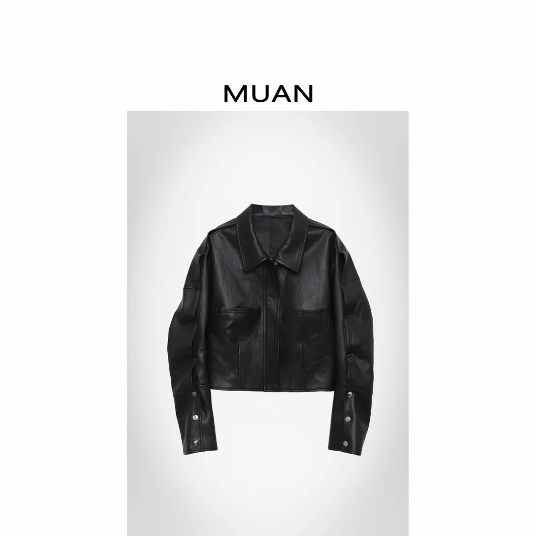 木岸MUAN：《比利时皮衣》定制高级外套设计感皮衣上衣女CQ-YJ-23993