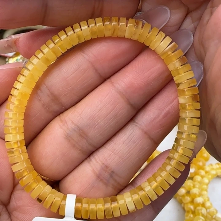 手链蜜蜡未镶嵌鸡油黄药片手串