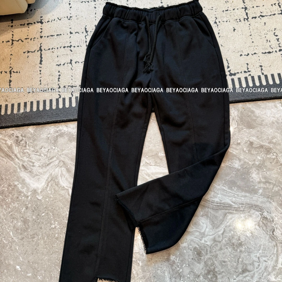 BEYO&CIGA直筒显瘦针织休闲裤百搭松紧腰九分裤