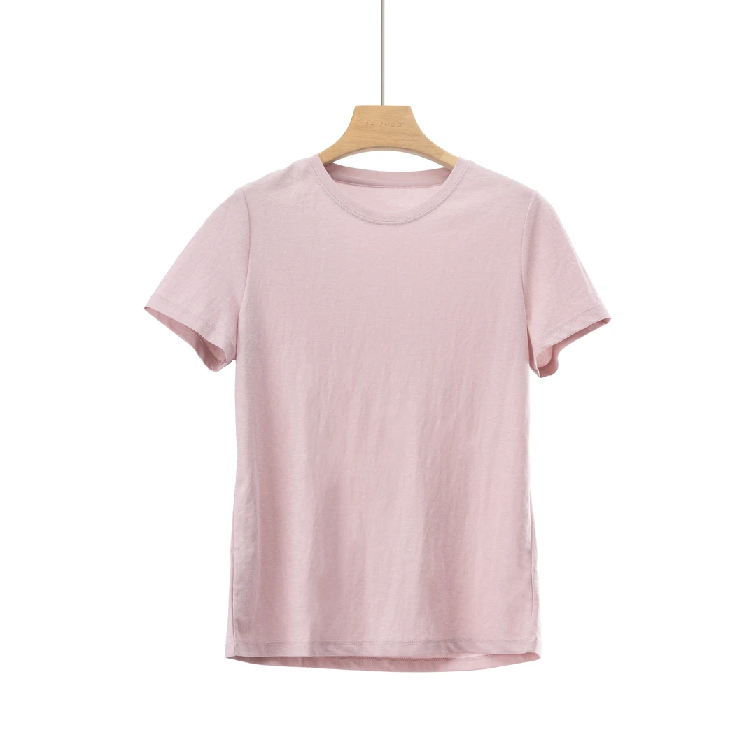 夏日郊游纯色简约凉感显瘦百搭正肩日常短袖T恤
