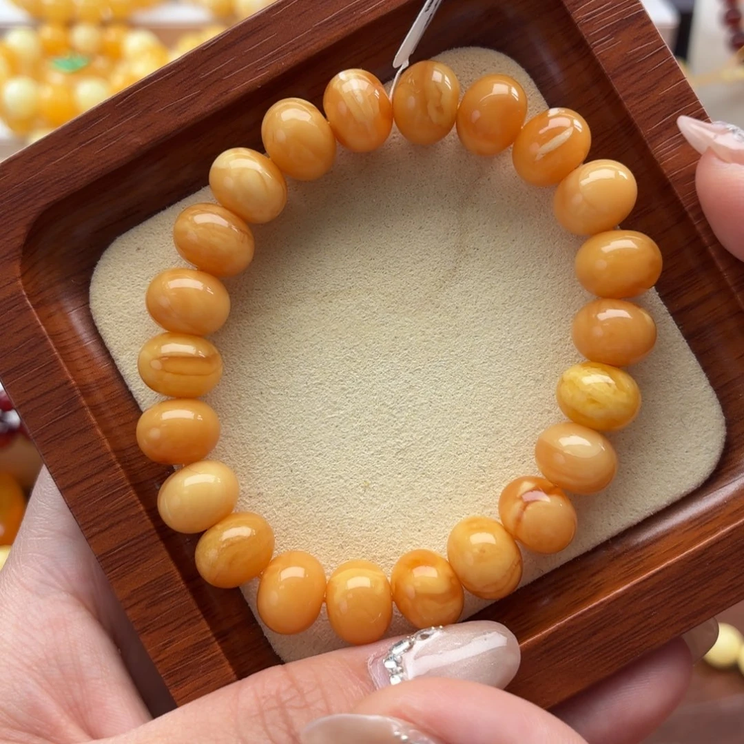 琥珀未镶嵌裸石B189算盘妖花手串卡11+