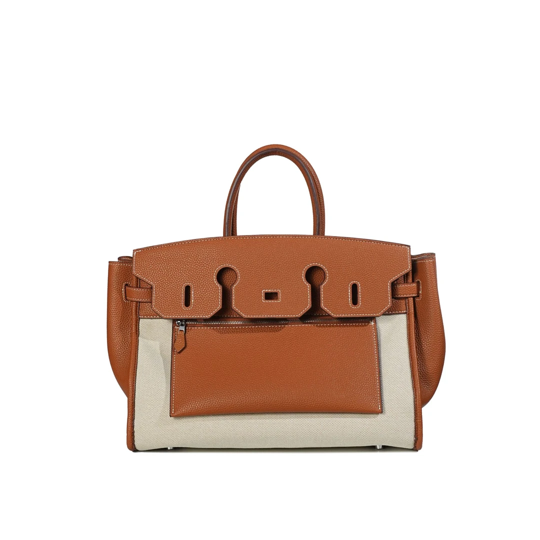 轻奢时尚简约风百搭女士新款手提包 BV8835-杏棕色