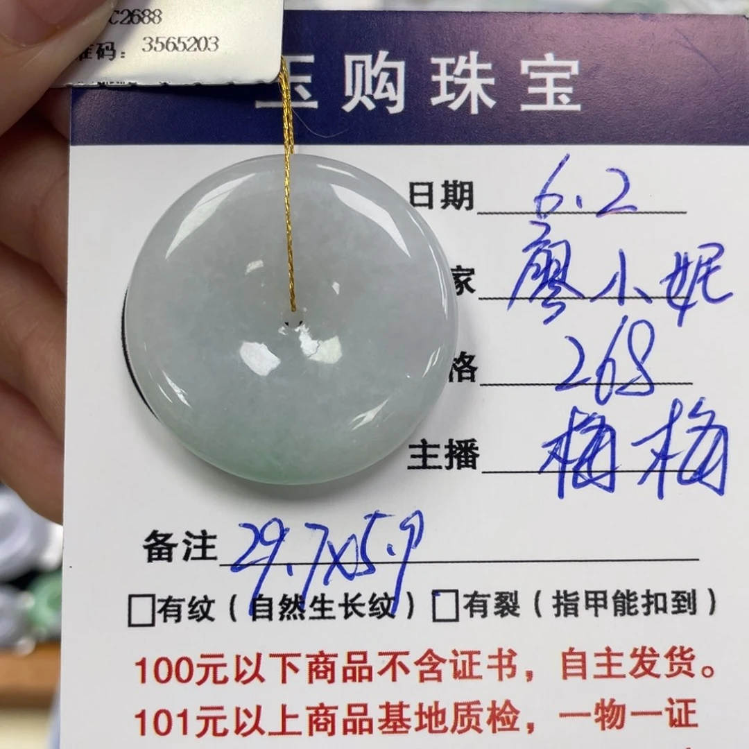 翡翠未镶嵌颈饰廖*妮平安扣