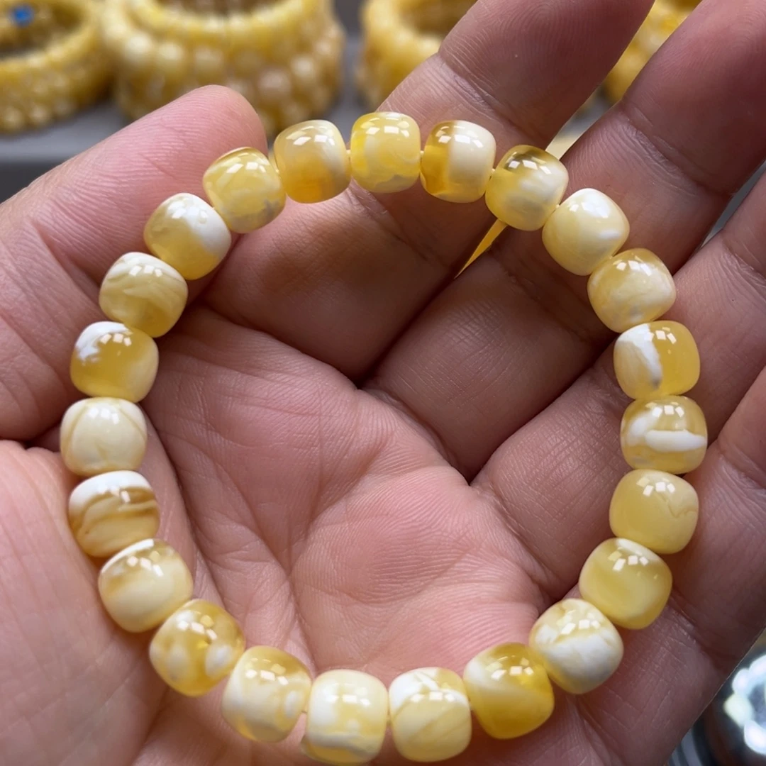饭***闲琥珀未镶嵌手链手串