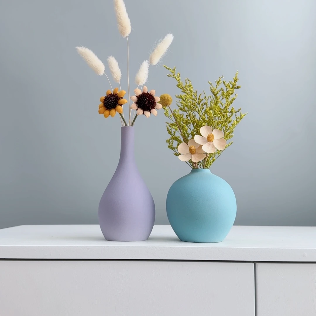 摆件陶瓷花瓶摆件含花总高约20-30cm