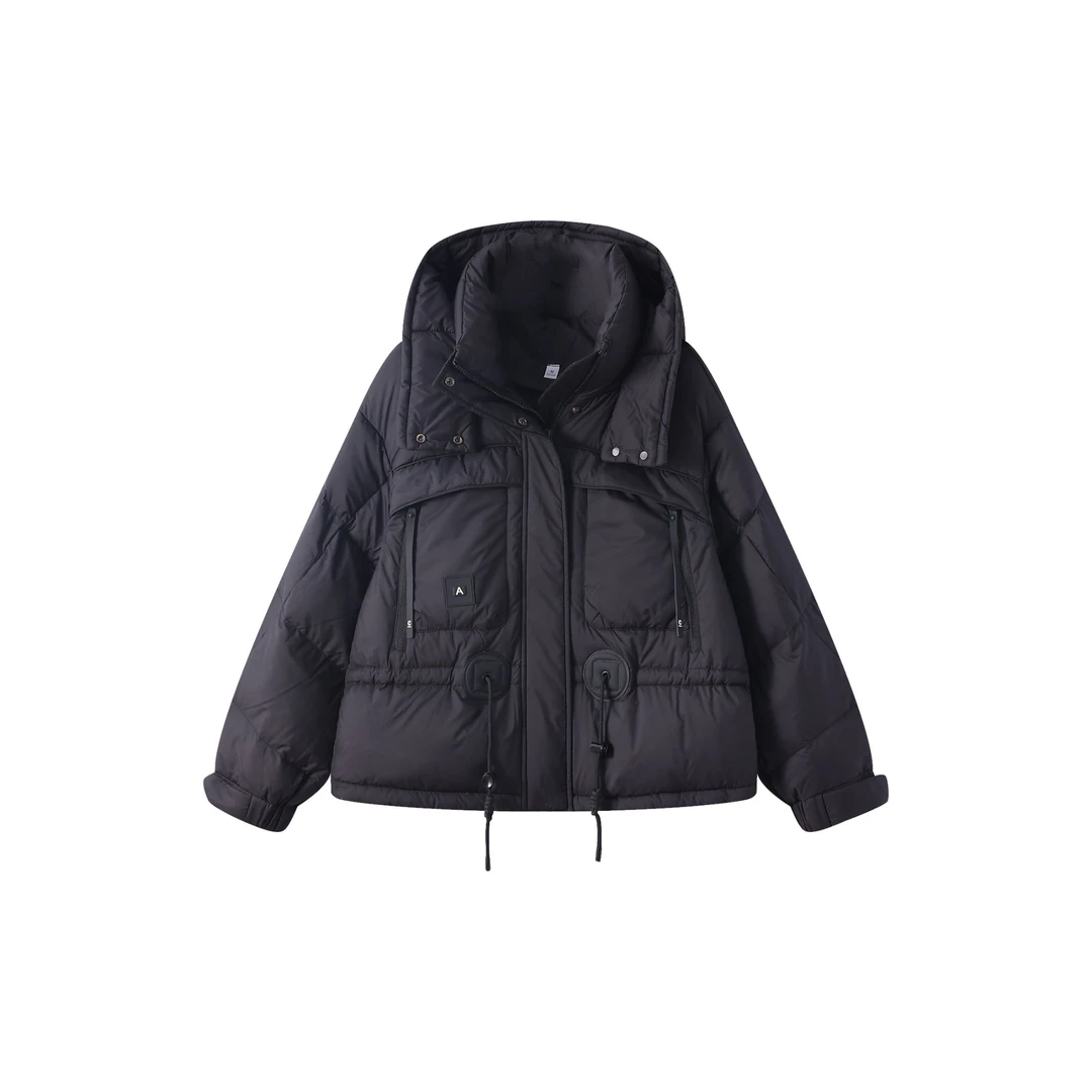 TFK/2025新款冬季加厚休闲百搭外套行白鸭绒连帽羽绒服女28959