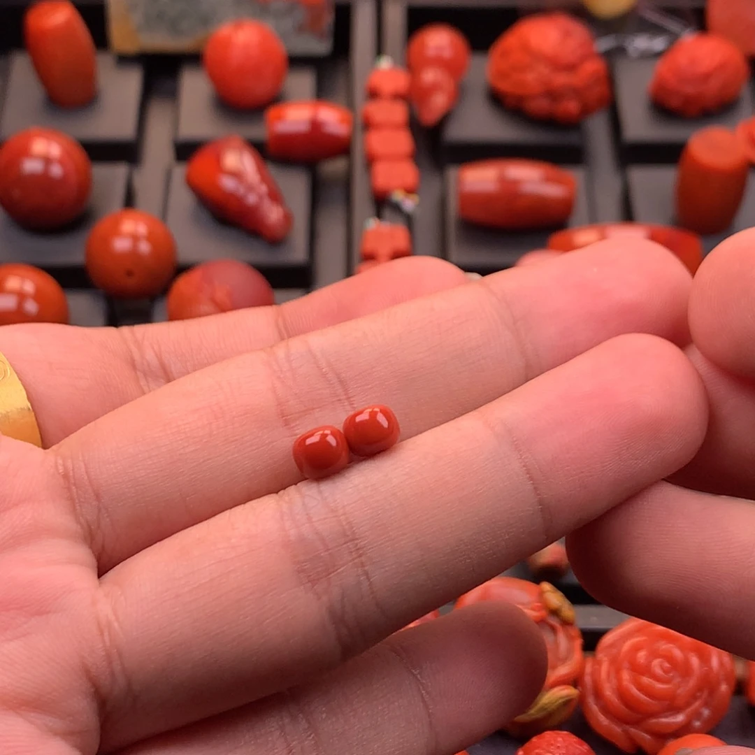 南红玛瑙未镶嵌川料原矿满色满肉老型对珠6mm