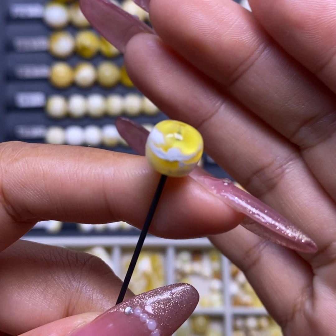 蜜蜡未镶嵌珠宝奇石漆白橘金溶洞妖花聚宝盆9.4*8.6mm