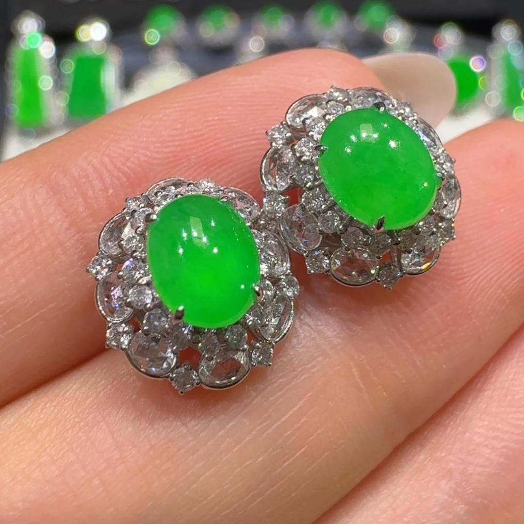 翡翠18K金镶嵌耳饰收到货48小时鉴赏期