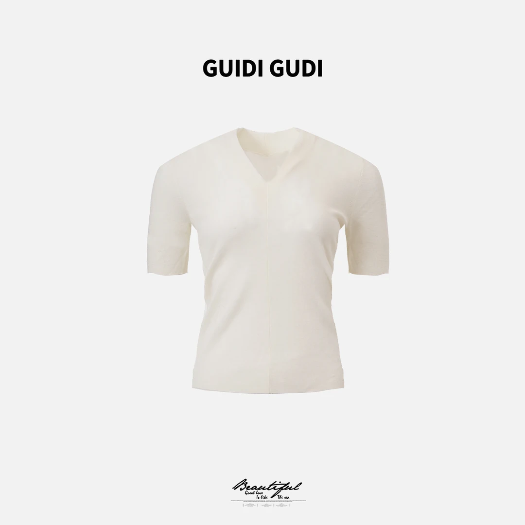 GUIDI GUDI【白色风车】时尚休闲短袖T恤 /黄加蓝