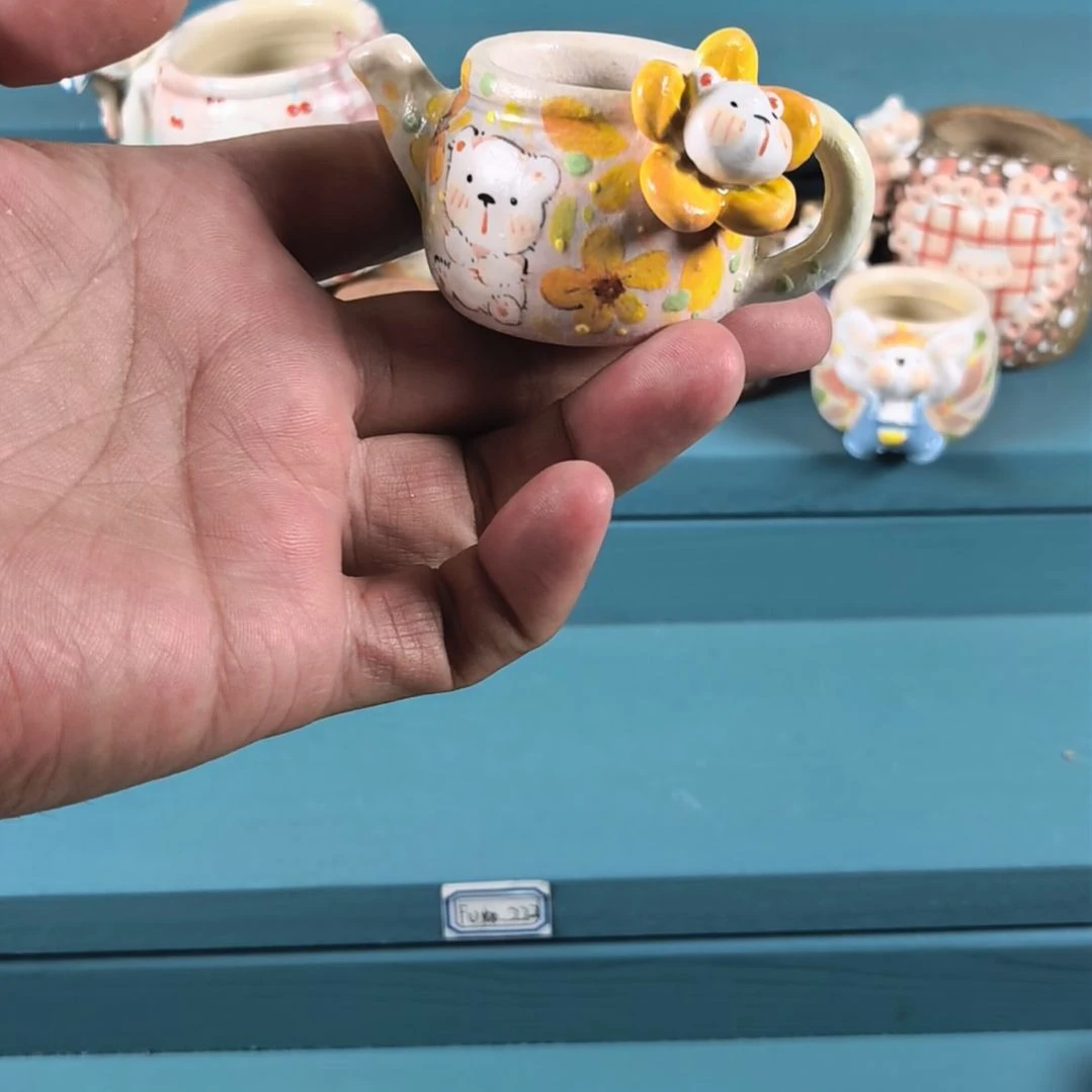 花瓣熊 水壶 手绘多肉花盆