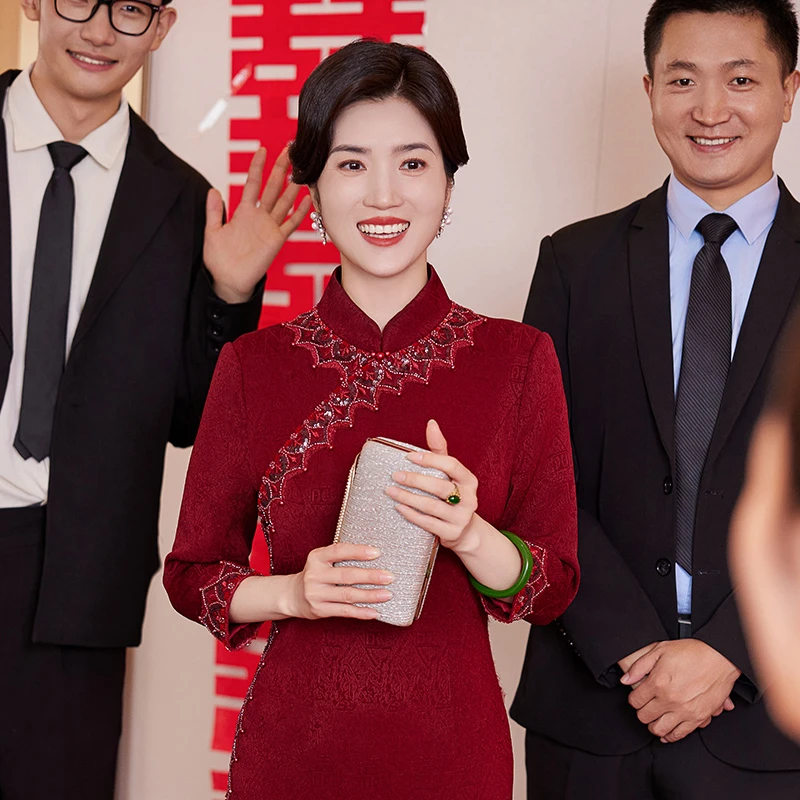 嘉喜喜妈妈婚宴喜婆婆婚庆连衣裙高端礼服高档新款婚礼爆款855