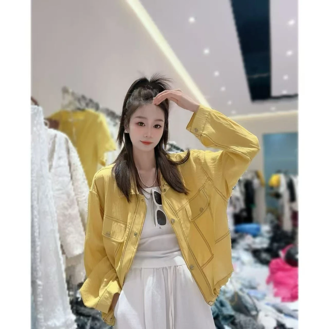 【三懿服饰】夏季时尚新款百搭明线宽松韩版翻领款防晒外套-25111