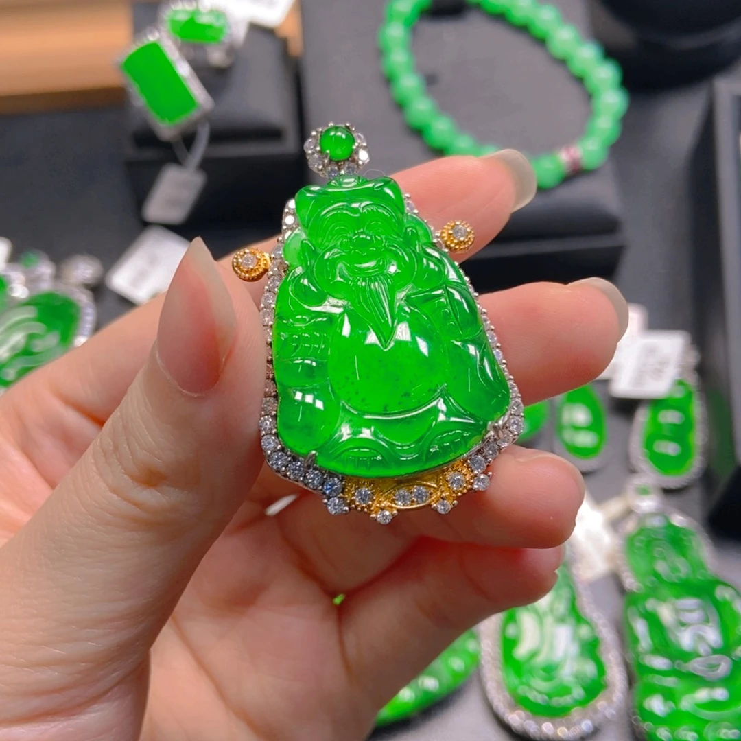 翡翠银S925镶嵌吊坠(不含链)