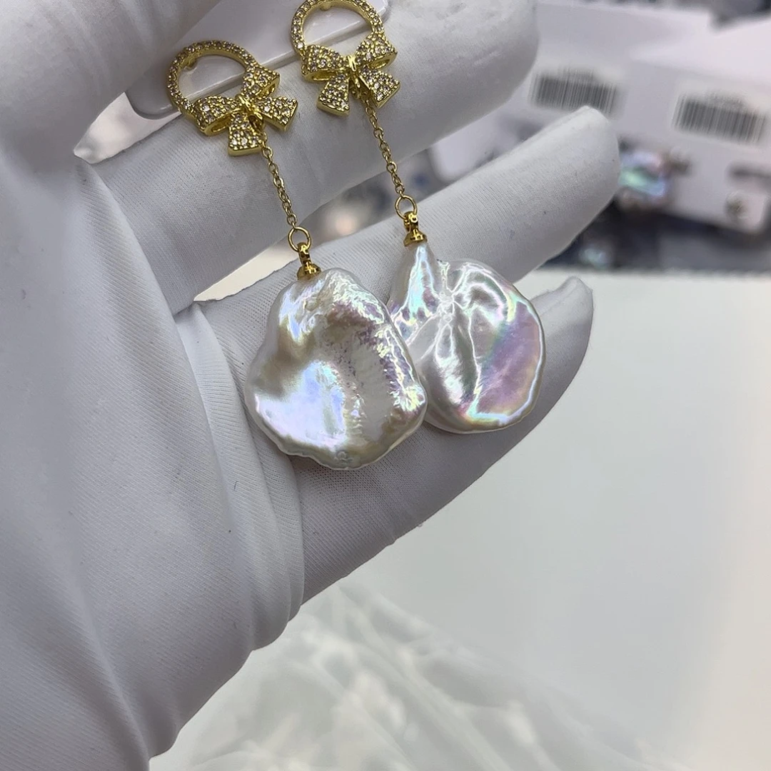 淡水珍珠耳饰合金