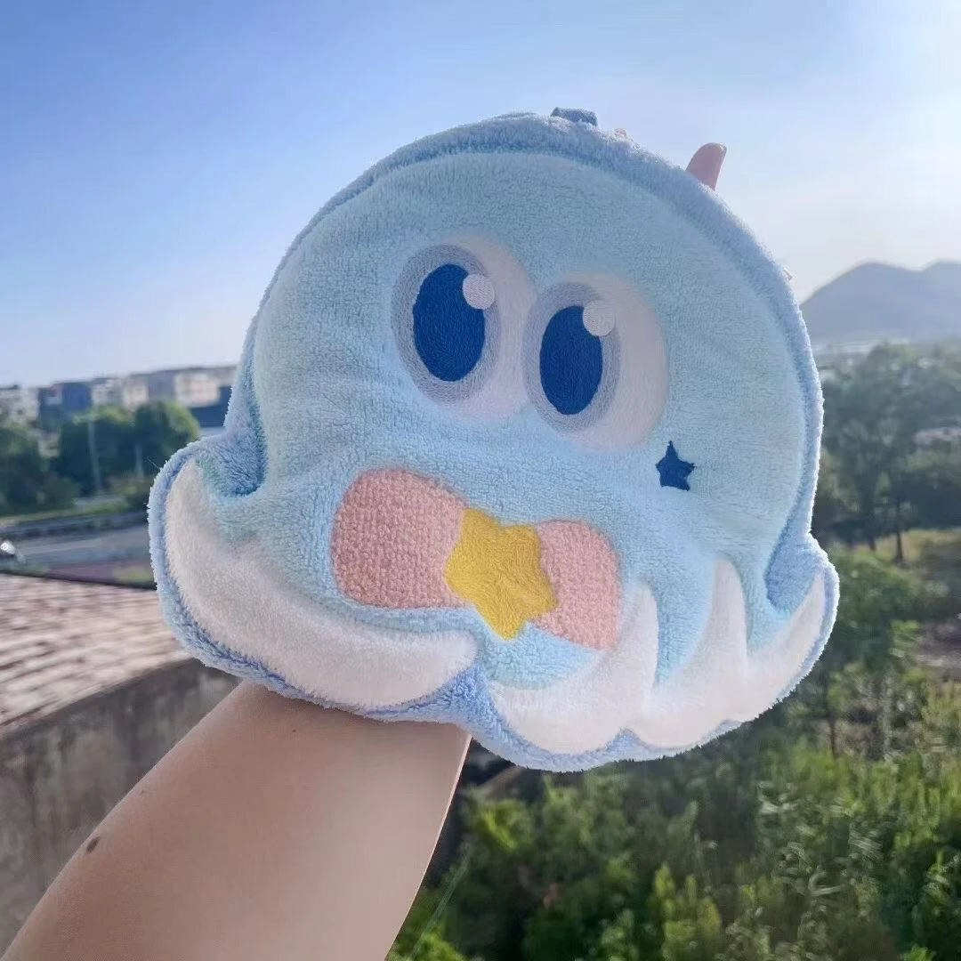 可爱鱼擦手巾家用厨房挂式珊瑚绒加厚吸水不掉毛卡通卫生间擦手