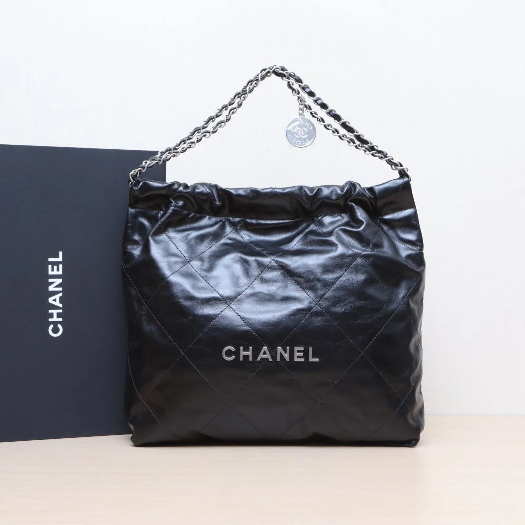 99新 Chanel/香奈儿 -590【小花Han】22Bag托特包中号 黑色 芯片开