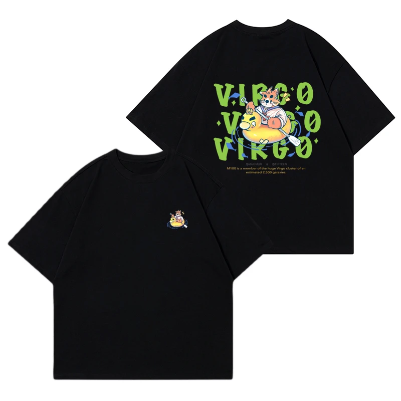 【劳斯五】原创小猫咪印花夏季宽松纯棉短袖T恤280克