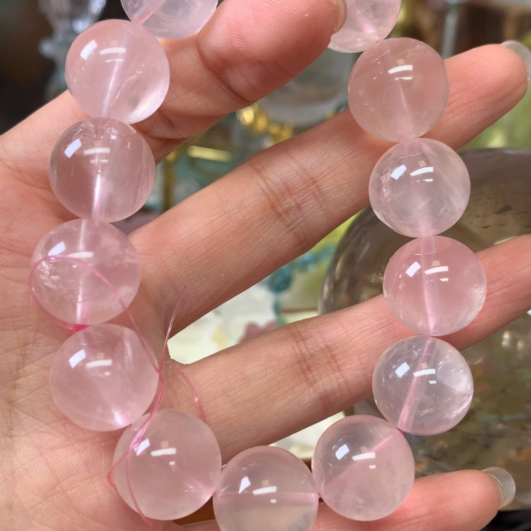 水晶珠宝半成品未镶嵌?****?粉水晶手链