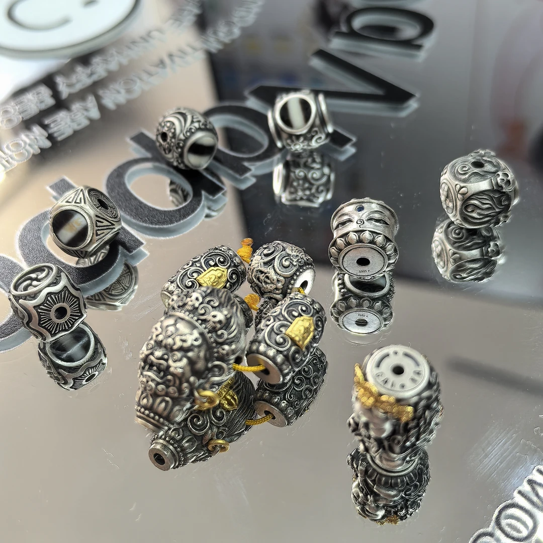 925银银制品 小青|手工设计银镶战S手串配件系列多样性发一