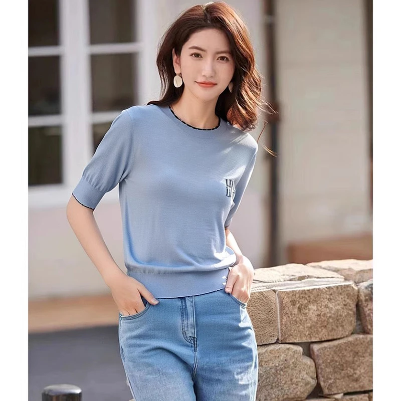 39007【碧K系列】圆领修身休闲针织衫LA2568