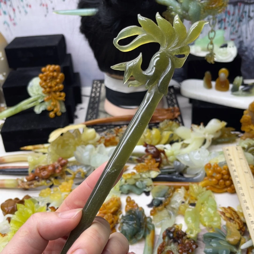 【闪购商品】蛇纹石玉发饰合金