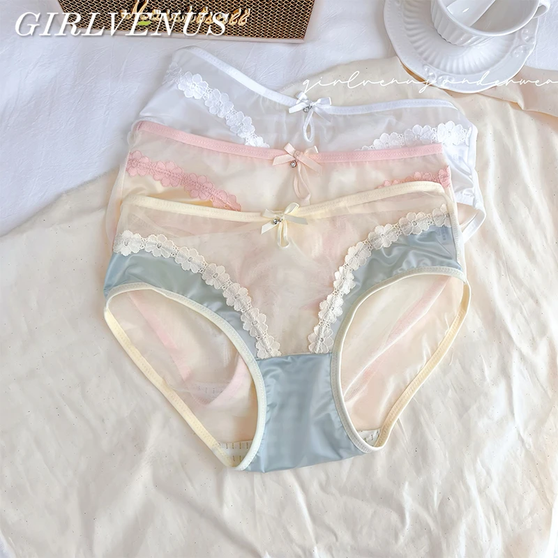 GIRLVENUS缎面蕾丝内裤女款2025新款爆款秋冬性感低腰包臀内裤5
