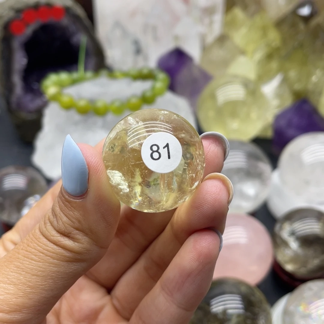 水晶珠宝半成品未镶嵌！81黄水晶球