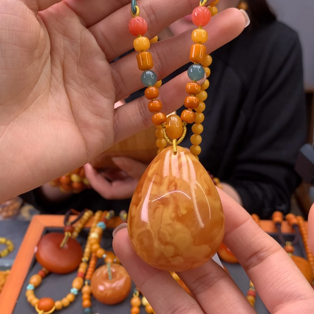 蜜蜡颈饰未镶嵌水滴