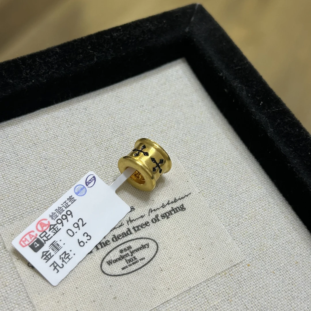 4号黄金999足金刺青守护3D硬金路路通信念转运珠男手链串金珠5D