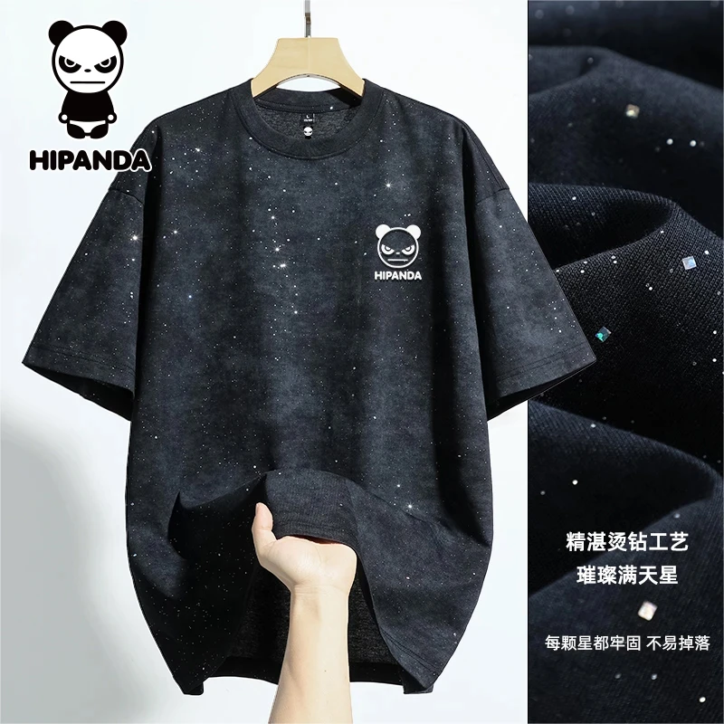 Hi Panda你好熊猫潮牌满天星情侣高级短袖T恤男2025夏季新款潮流