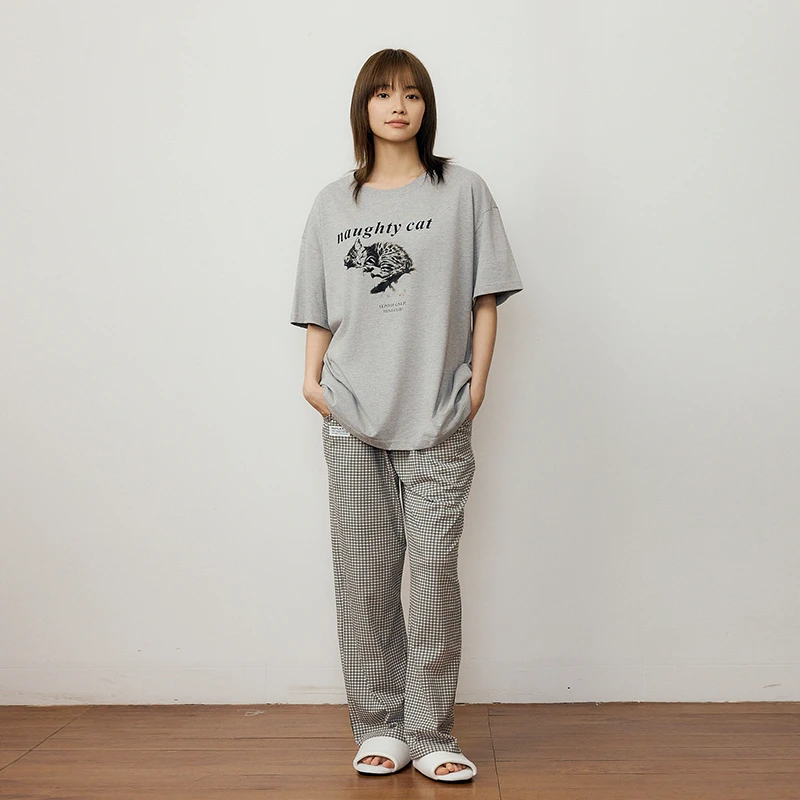 【美家臣】2025年新款睡衣女夏新疆棉圆领短袖长裤可外穿家居服套装