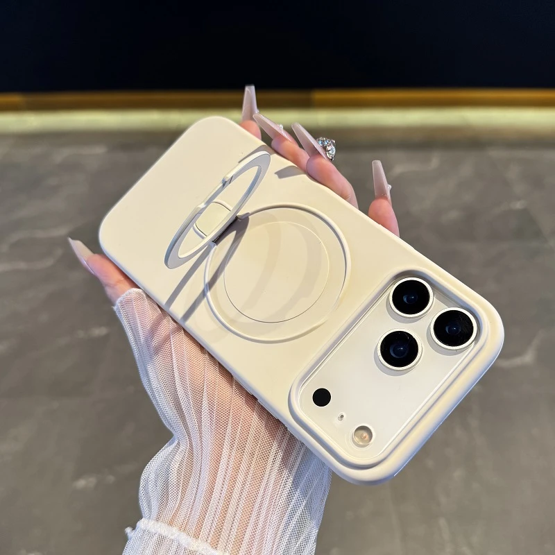适用于iPhone17promax手机壳液态硅胶磁吸支架苹果air耐脏纯色16