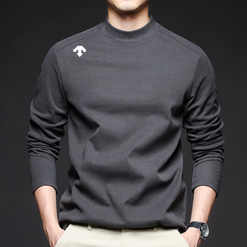 【奥特莱斯撤柜】迪桑家秋冬新款男士德绒半高领T恤时尚打底上衣潮