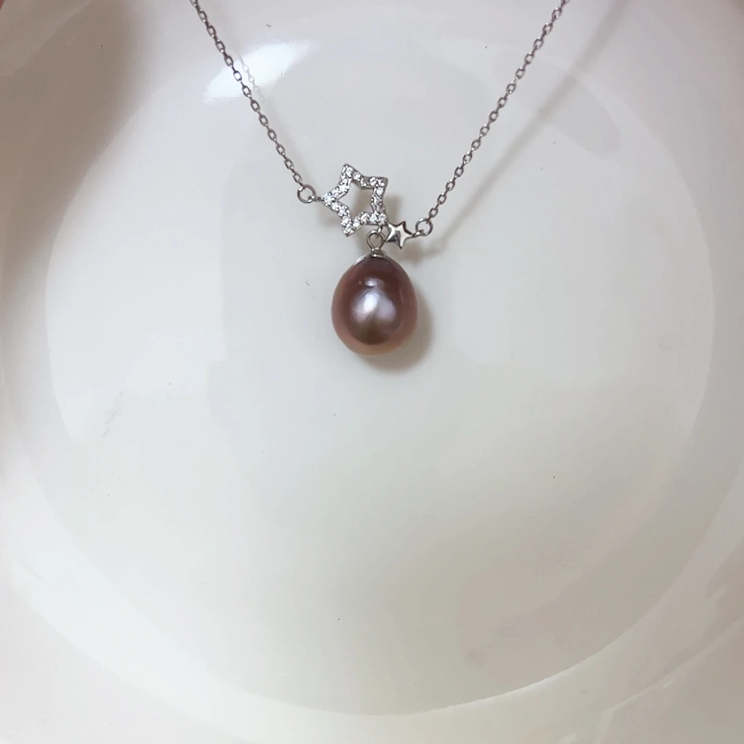 淡水珍珠银S925镶嵌颈饰