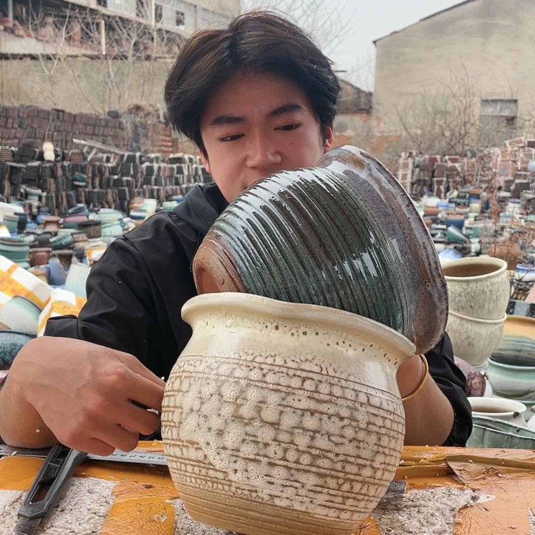 宜兴紫砂粗陶花盆