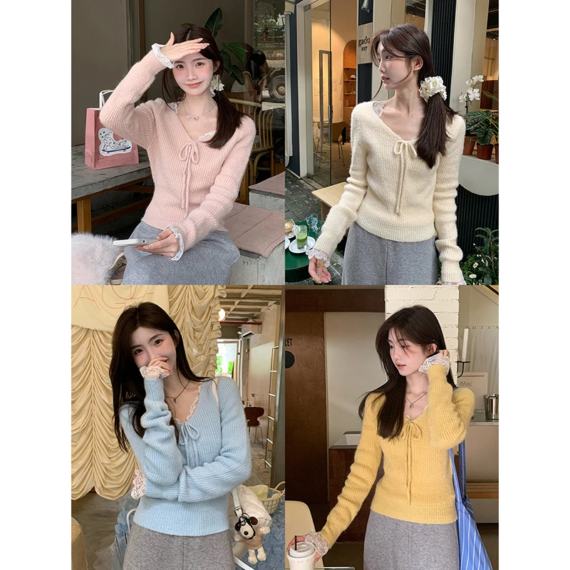 【秋秋清仓】秋冬韩系温柔风多色百搭宽松毛衣8045#