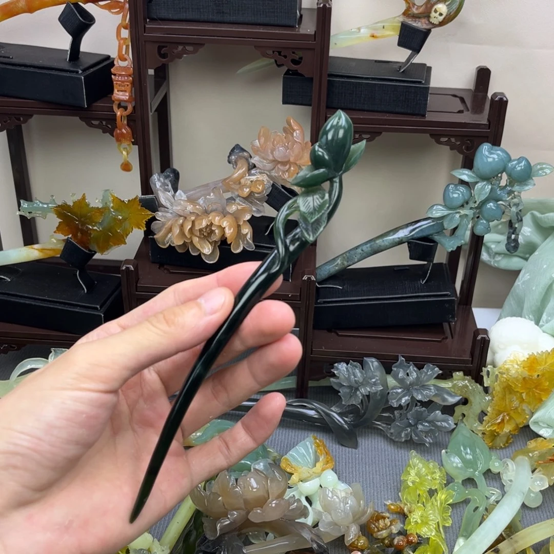 蛇纹石玉合金发饰