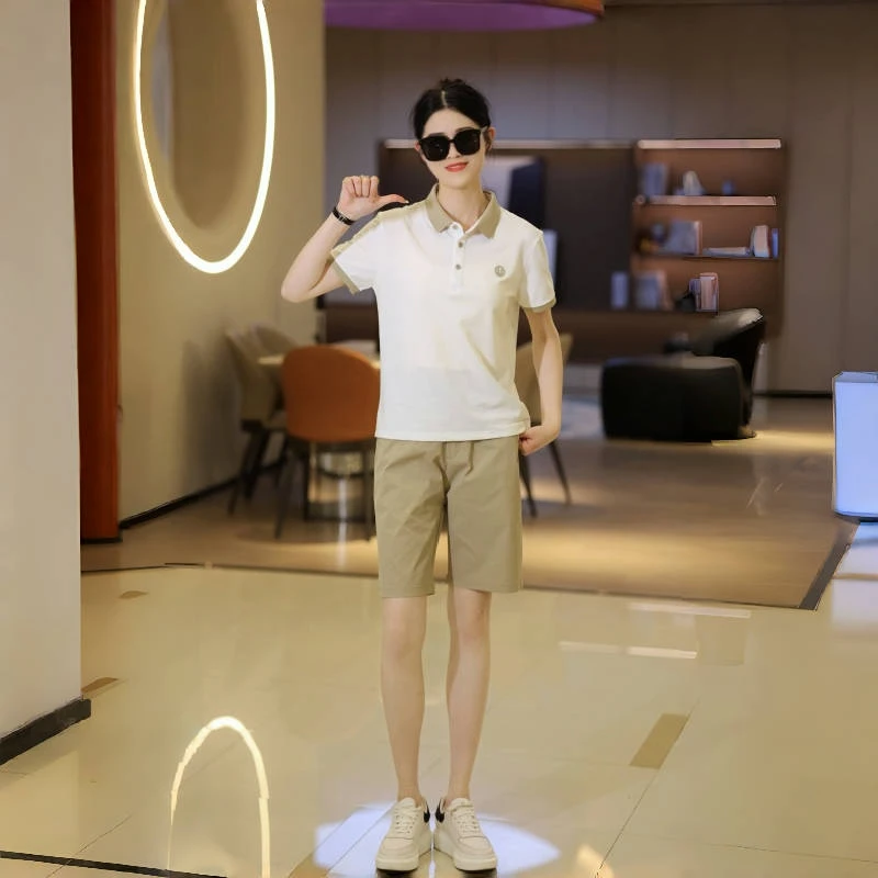 夏季新款男士短袖polo两件套休闲百搭简约宽松翻领短袖短裤套装