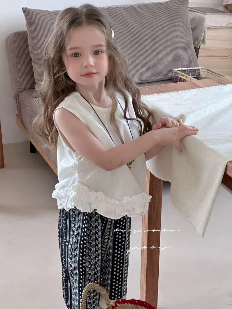 M8【沐小沐8073竖条纹碎花裤子套】童装