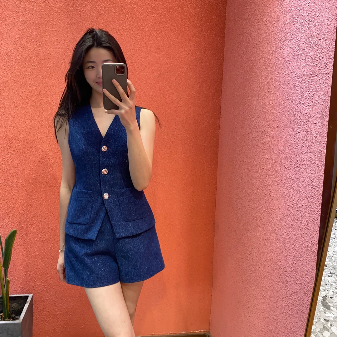 （默茗服装）蓝色星空马甲套装