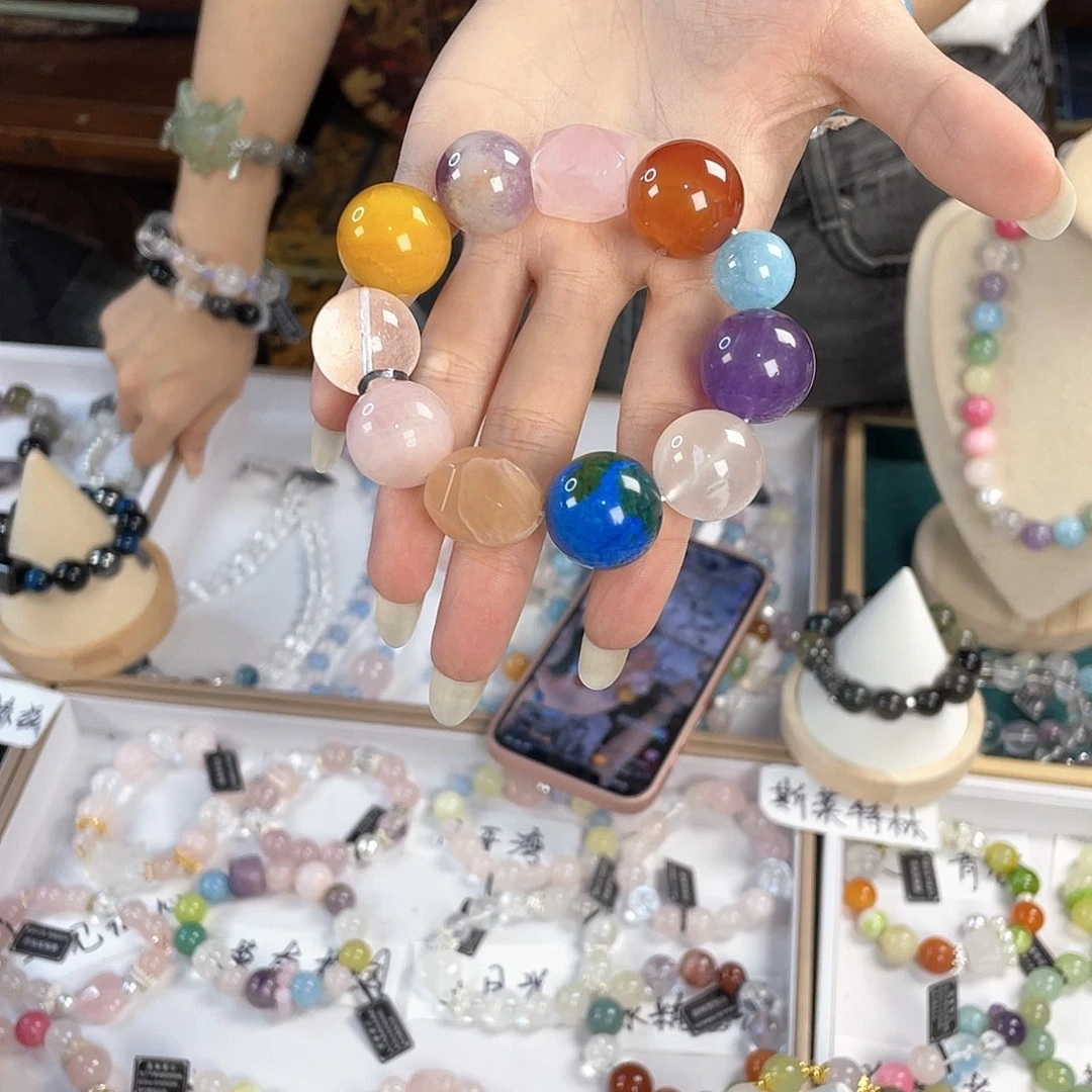 水晶手链银S925镀金镶嵌