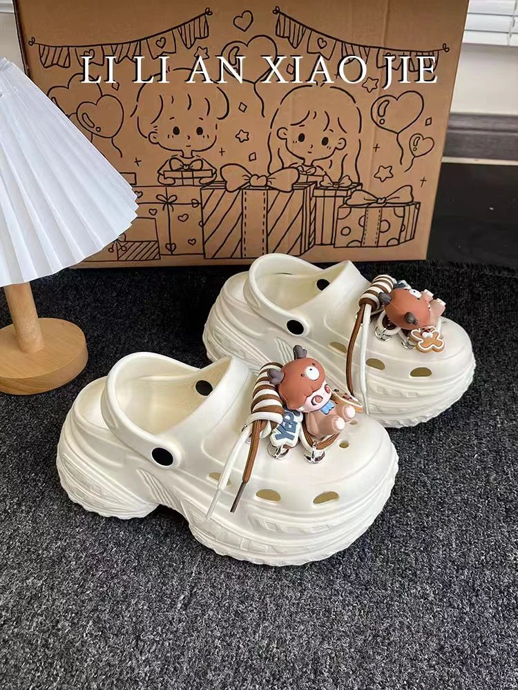 夏季女网红洞洞鞋沙滩鞋甜美防滑包头高跟